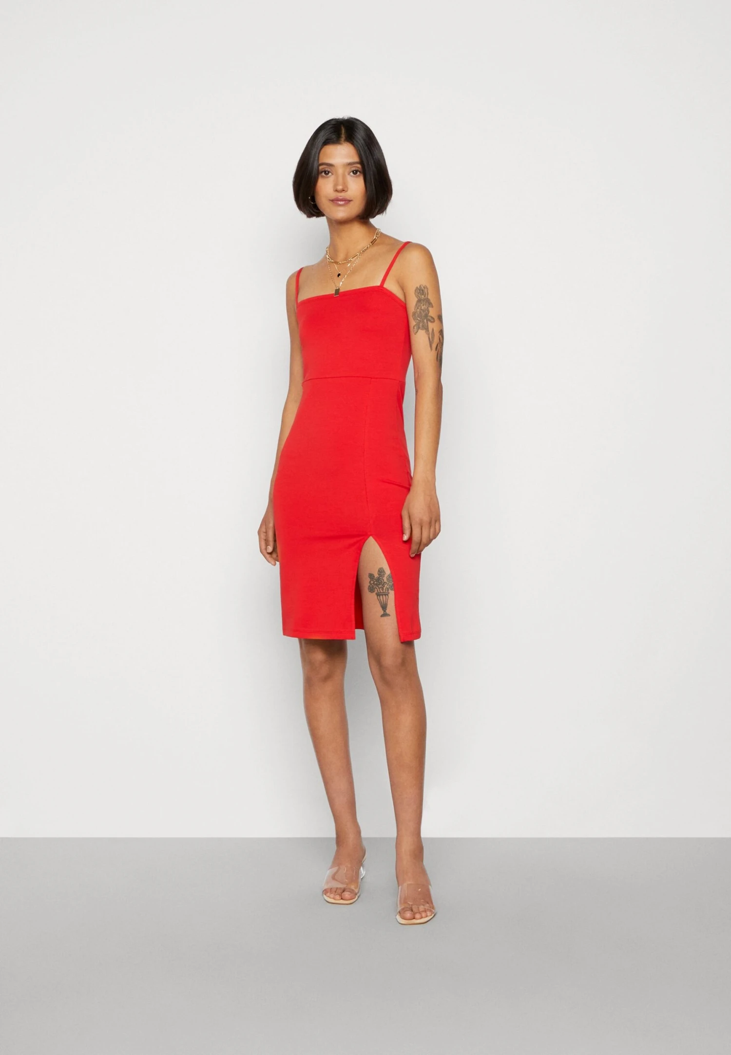 Even&Odd Strappy Mini Bodycon Dress- Jerseyjurk - Red 3 Even&Odd Strappy Mini Bodycon Dress- Jerseyjurk - Red