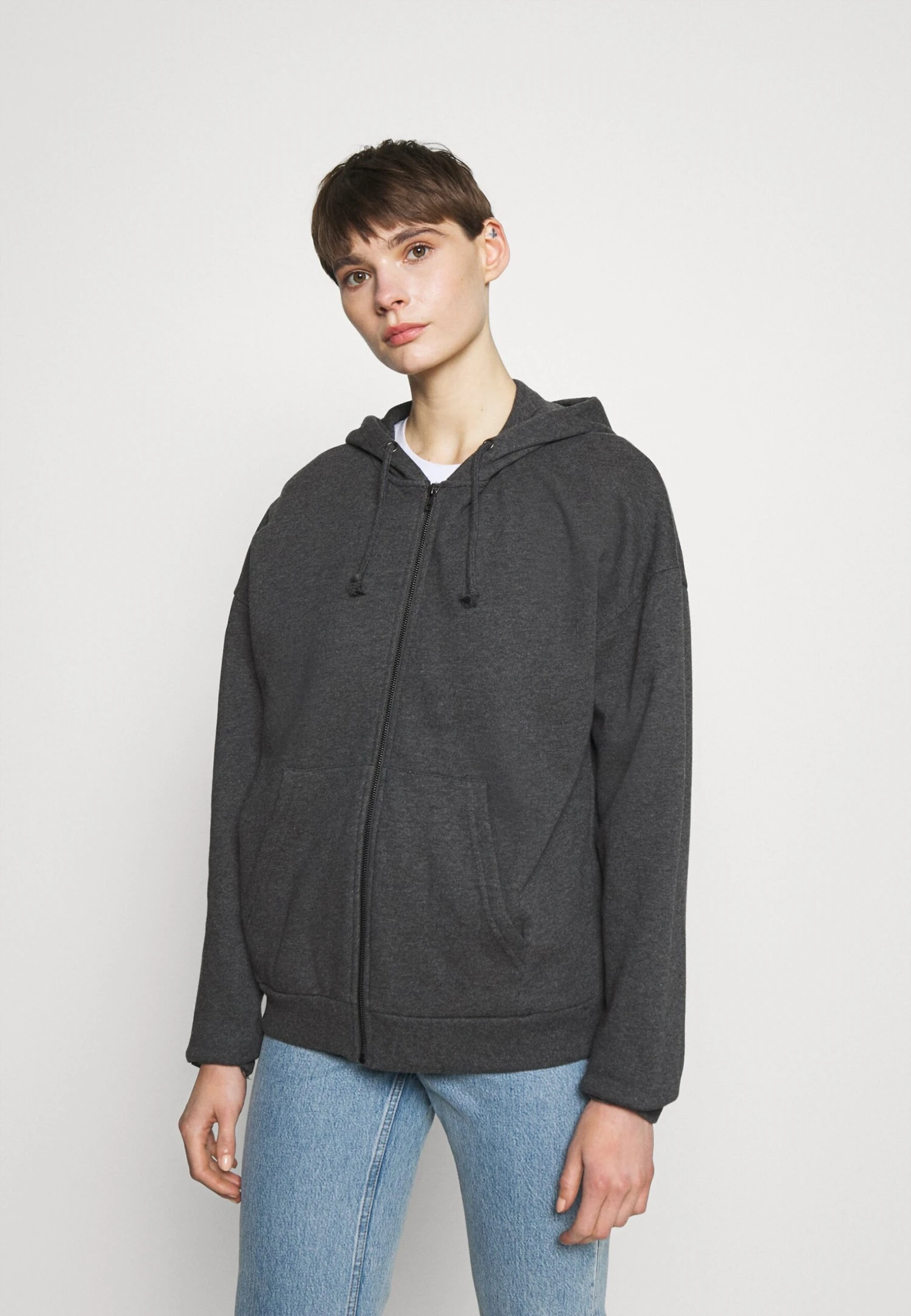 Even&Odd Sweater Met Rits - Mottled Dark Grey 3 Even&Odd Sweater Met Rits - Mottled Dark Grey