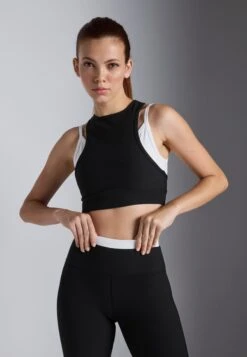 DOUBLE LAYER SLEEVELESS CONTRAST TOP - Sport-bh Met Light Support - Black