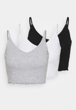Even&Odd Strappy Lettuce Crop 3 Pack - Top - Black/White/Grey -Even&Odd 277e0f5f7d614268914a0bd15fef6dc9