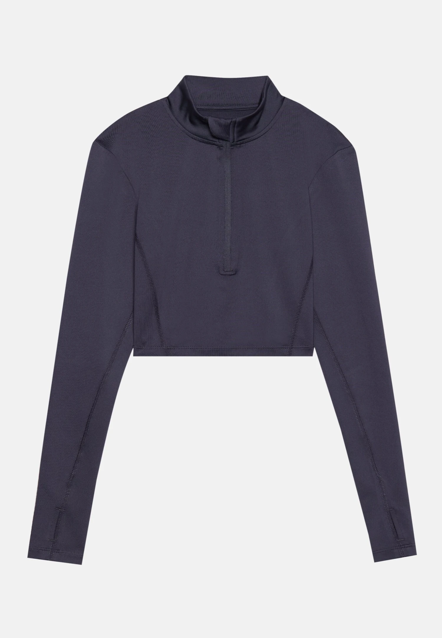 CROPPED HIGH NECK LONG SLEEVE TOP WITH 1/2 ZIP &THUMB HOLES - Longsleeve - Black 10 CROPPED HIGH NECK LONG SLEEVE TOP WITH 1/2 ZIP &THUMB HOLES - Longsleeve - Black - Afbeelding 8