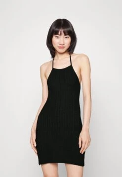 Even&Odd Strappy Back Mini Bodycon Fake Knit Dress - Jurk - 802 - Black