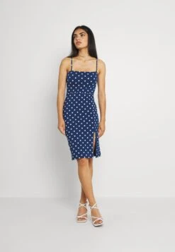 Even&Odd Strappy Mini Bodycon Dress- Jerseyjurk - Blue/White