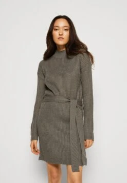 Even&Odd Loose High Neck Dress- Gebreide Jurk - Dark Grey