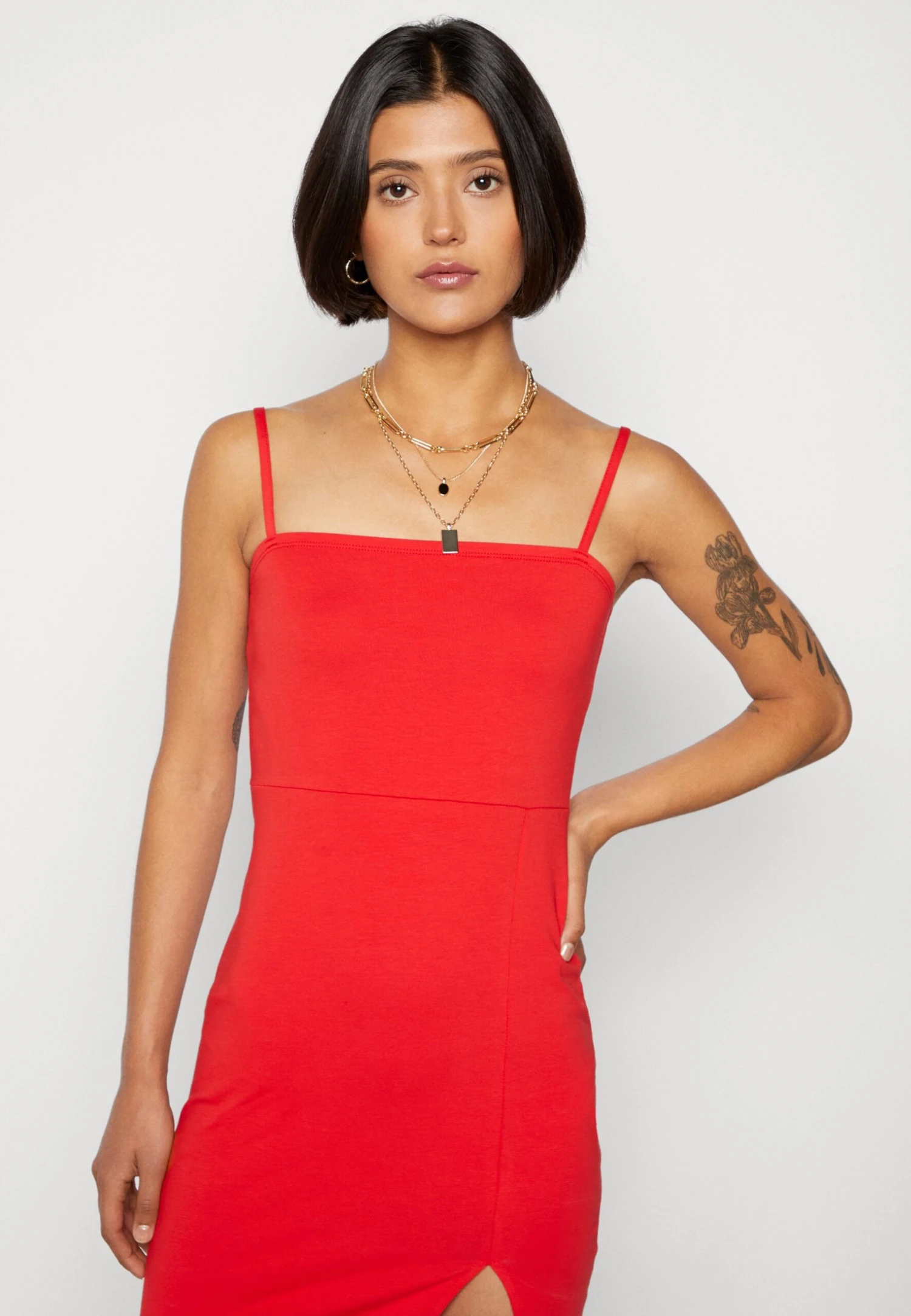 Even&Odd Strappy Mini Bodycon Dress- Jerseyjurk - Red 6 Even&Odd Strappy Mini Bodycon Dress- Jerseyjurk - Red - Afbeelding 4