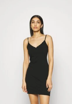 Even&Odd Scallop Edge Mini Strap Dress - Etui-Jurk - Black