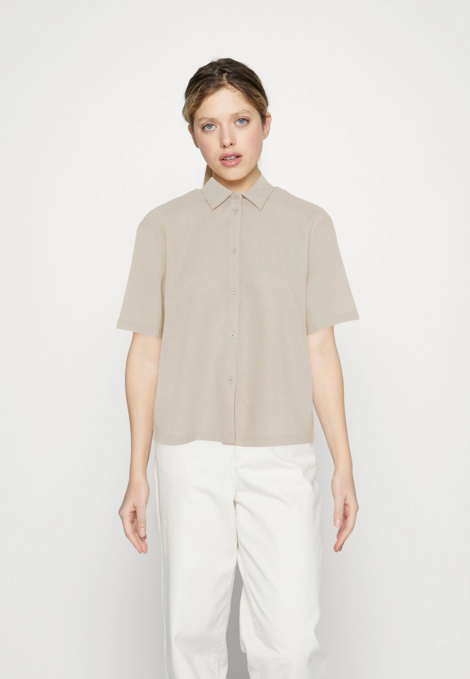 Even&Odd Linen-Mix Button Down Blouse - Overhemdblouse - Beige 3 Even&Odd Linen-Mix Button Down Blouse - Overhemdblouse - Beige