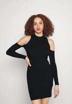Even&Odd Party Schulterfrei Bodycon Mini Strickkleid - Gebreide Jurk - Black