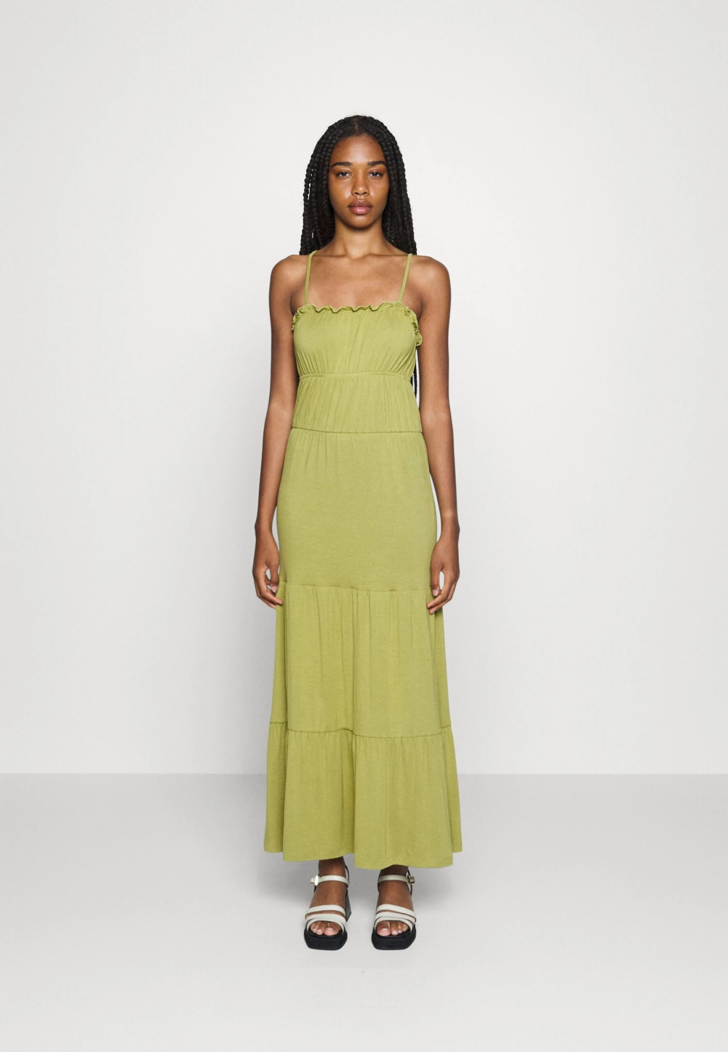 Even&Odd Maxi Dress Tiered Skirt- Maxi-Jurk - Green 3 Even&Odd Maxi Dress Tiered Skirt- Maxi-Jurk - Green