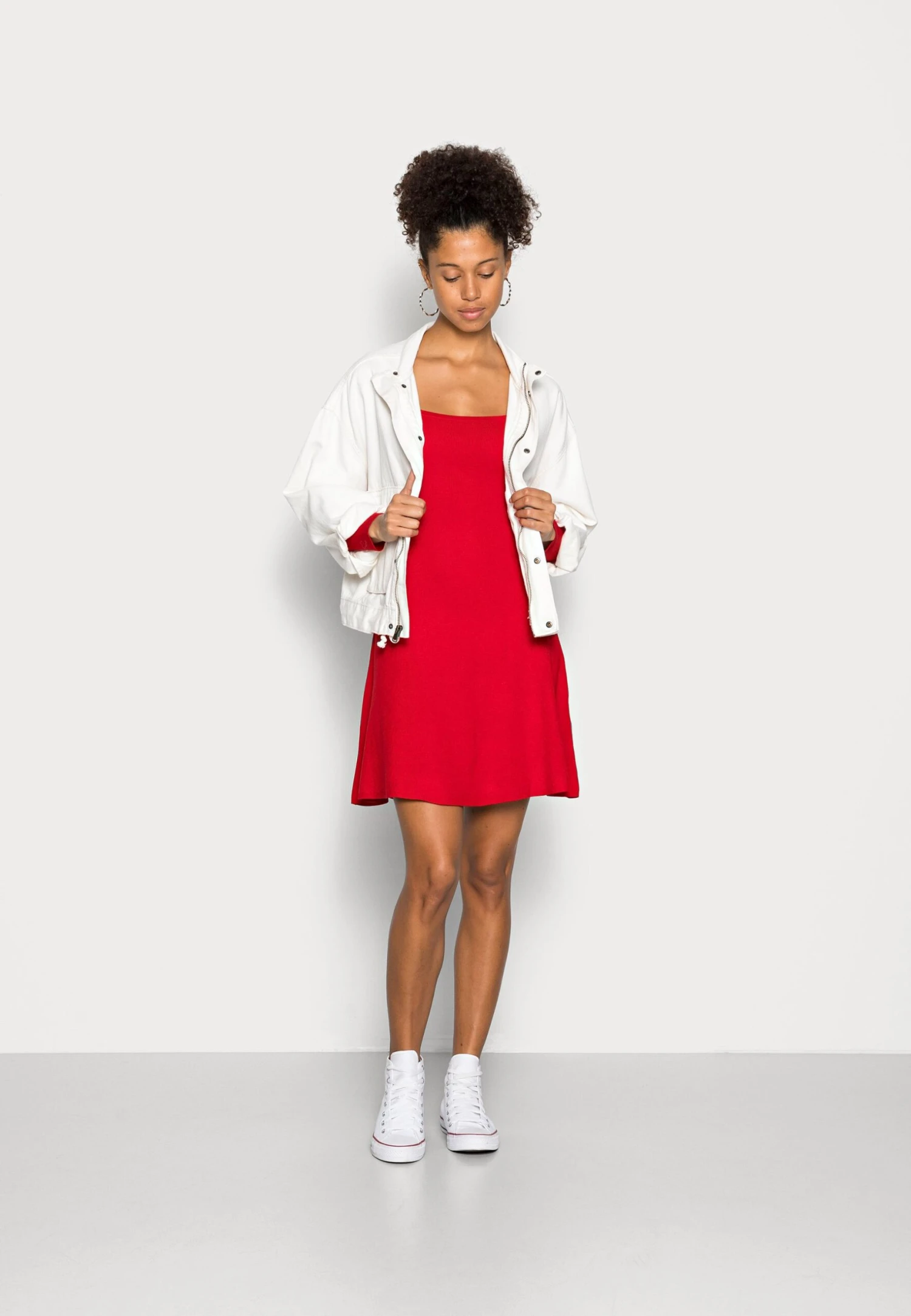 Even&Odd Eckiger Ausschnitt Mini Strickkleid - Gebreide Jurk - Red 4 Even&Odd Eckiger Ausschnitt Mini Strickkleid - Gebreide Jurk - Red - Afbeelding 2