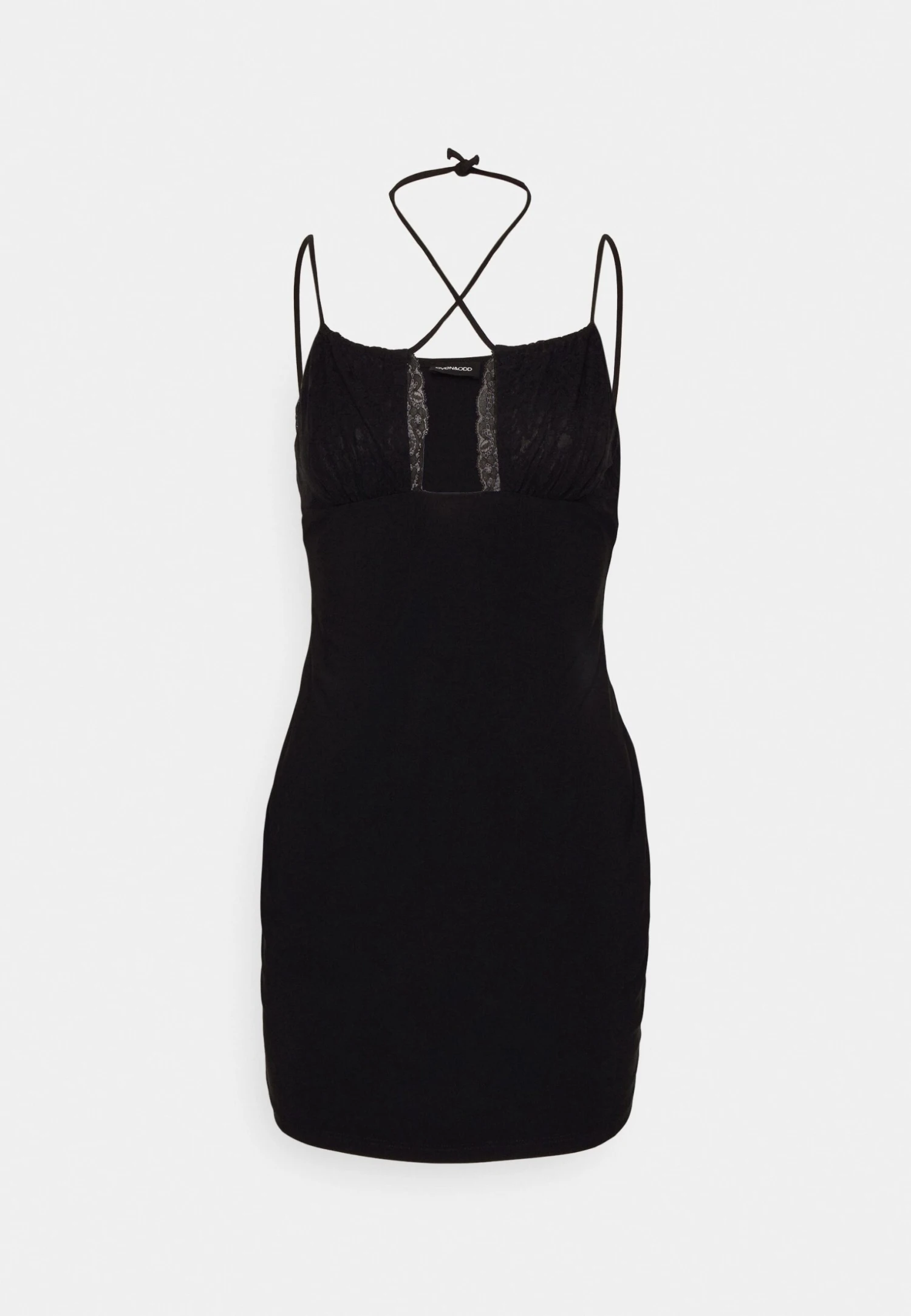 Strappy Lace Insert Open Neckline Mini Bodycon Dress - Cocktailjurk - Black 6 Strappy Lace Insert Open Neckline Mini Bodycon Dress - Cocktailjurk - Black - Afbeelding 4