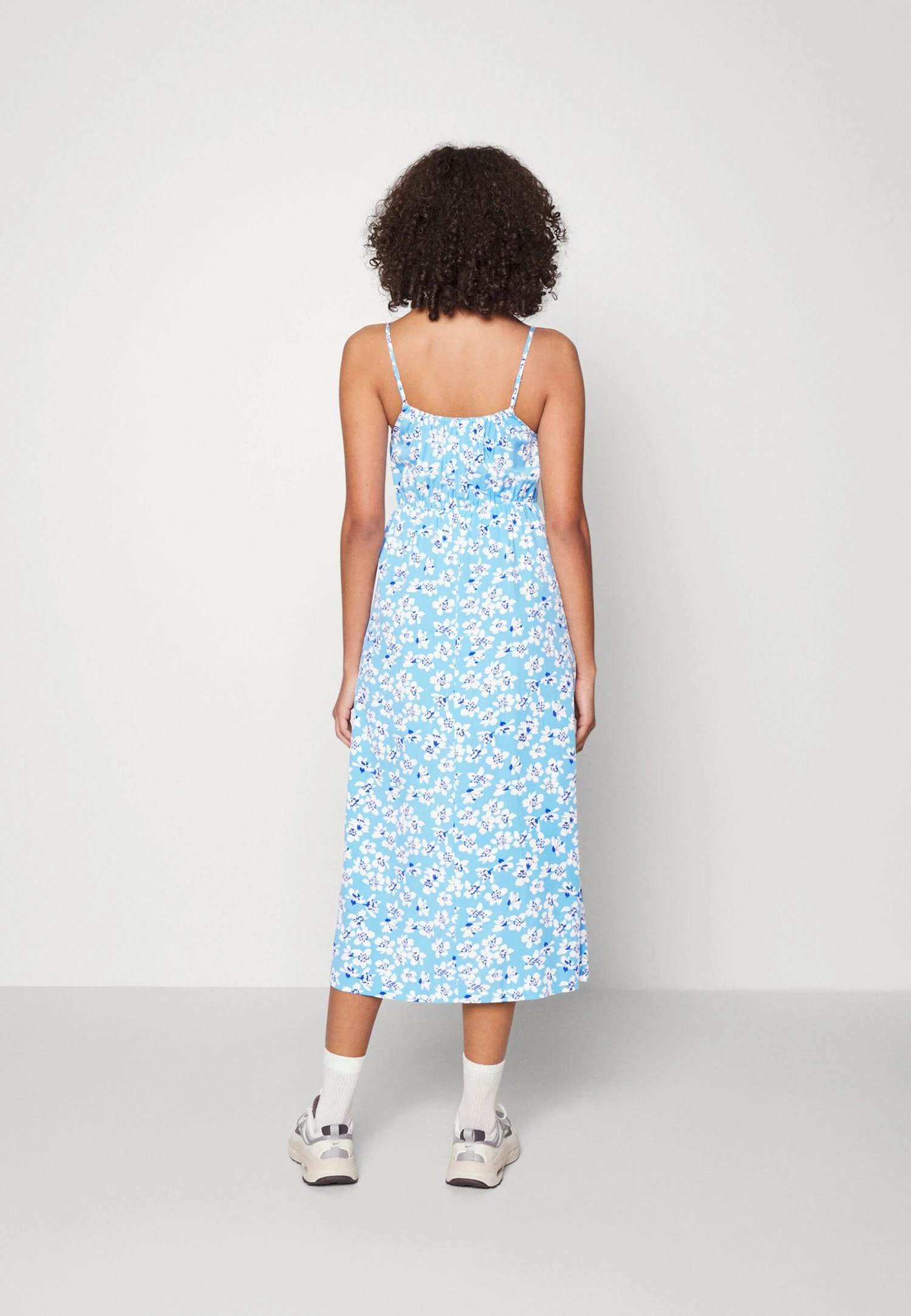Midi Summer Dress- Jurk - Blue/White 5 Midi Summer Dress- Jurk - Blue/White - Afbeelding 3
