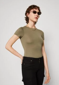 Even&Odd 2 Pack - T-Shirt Basic - White/Khaki -Even&Odd 992ae26f36bf4ea8b8d241f37548a3b8