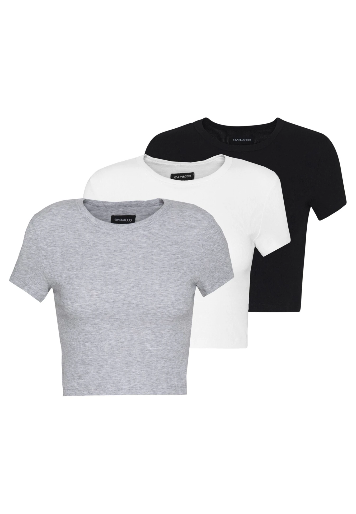 Even&Odd 3 Pack - T-Shirt Basic - White/Black/Light Grey 3 Even&Odd 3 Pack - T-Shirt Basic - White/Black/Light Grey