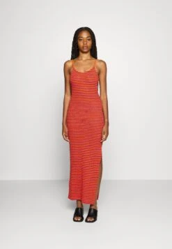 Even&Odd Midi Fake Bodycon Dress - Maxi-Jurk - Orange/Pink/Black