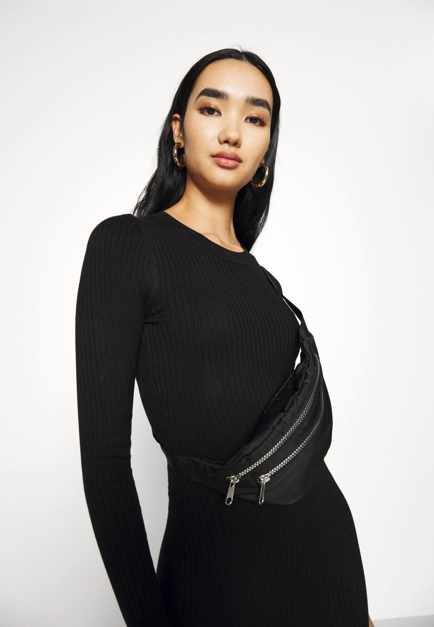 Even&Odd Crew Ausschnitt Ripp Basic Bodycon Mini Strickkleid - Etui-Jurk - Black 6 Even&Odd Crew Ausschnitt Ripp Basic Bodycon Mini Strickkleid - Etui-Jurk - Black - Afbeelding 4