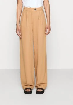 Petite Business Casual Wide Legs With Front Pleats- Broek - Beige