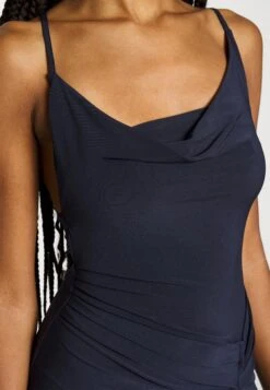 Even&Odd Circ Asymmetric Neckline Slit Dress- Cocktailjurk - 503 - Dark Blue -Even&Odd bbde75f1fd644938865f27be8bb1f456