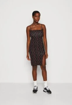 Even&Odd Strappy Mini Bodycon Dress- Jerseyjurk - Black/Red