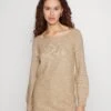 Even&Odd Schulterfrei Mini Strickkleid - Gebreide Jurk - Camel