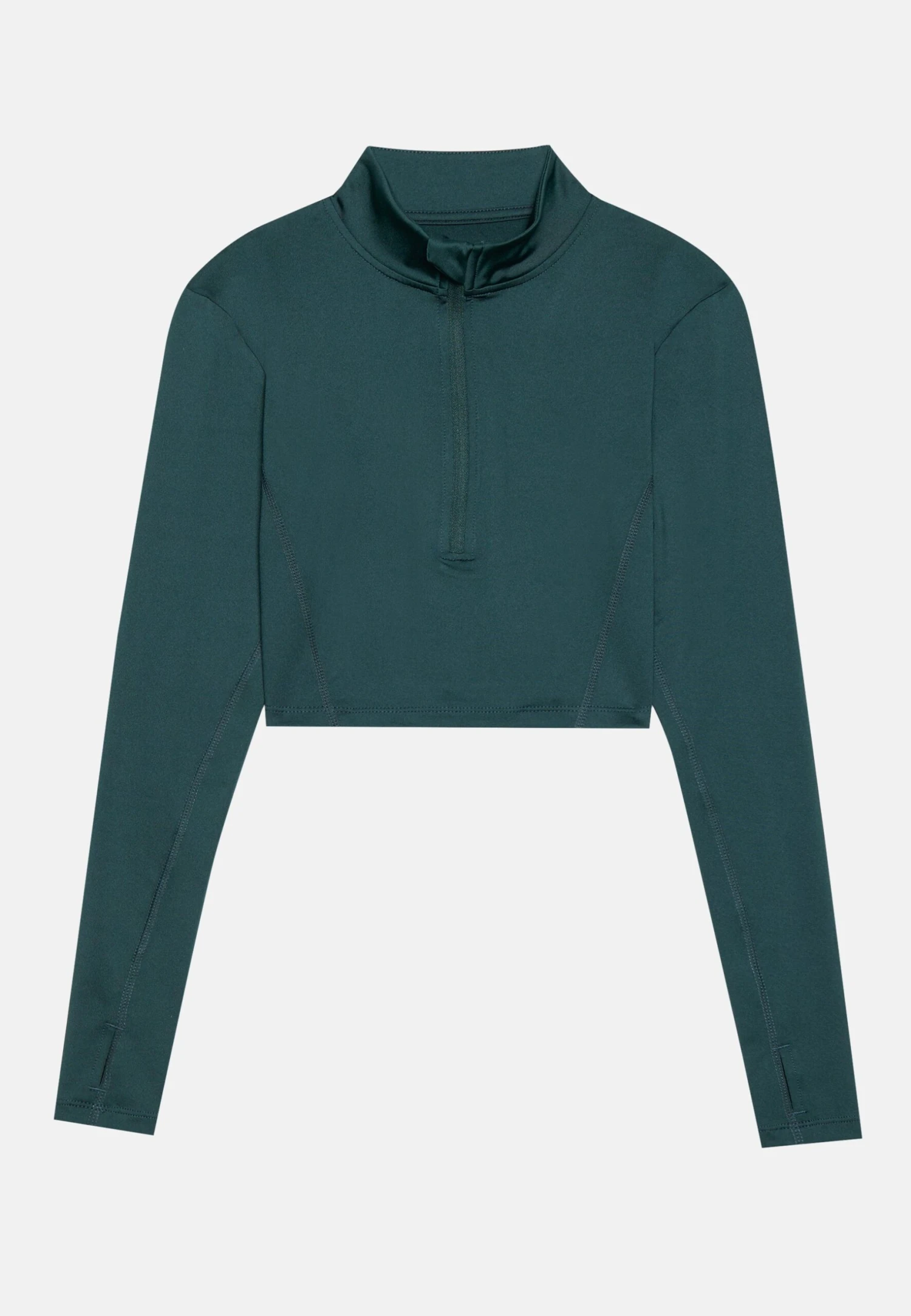 CROPPED HIGH NECK LONG SLEEVE TOP WITH 1/2 ZIP &THUMB HOLES - Longsleeve - Black 12 CROPPED HIGH NECK LONG SLEEVE TOP WITH 1/2 ZIP &THUMB HOLES - Longsleeve - Black - Afbeelding 10