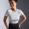 ESSENTIAL CROPPED FINE RIB T SHIRT - T-shirt Basic - Light Grey