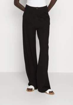 Business Casual Wide Legs With Front Pleats- Broek - Black