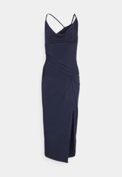 Even&Odd Circ Asymmetric Neckline Slit Dress- Cocktailjurk - 503 - Dark Blue -Even&Odd e39474dbf96b4c4e97452f4b8e08d531