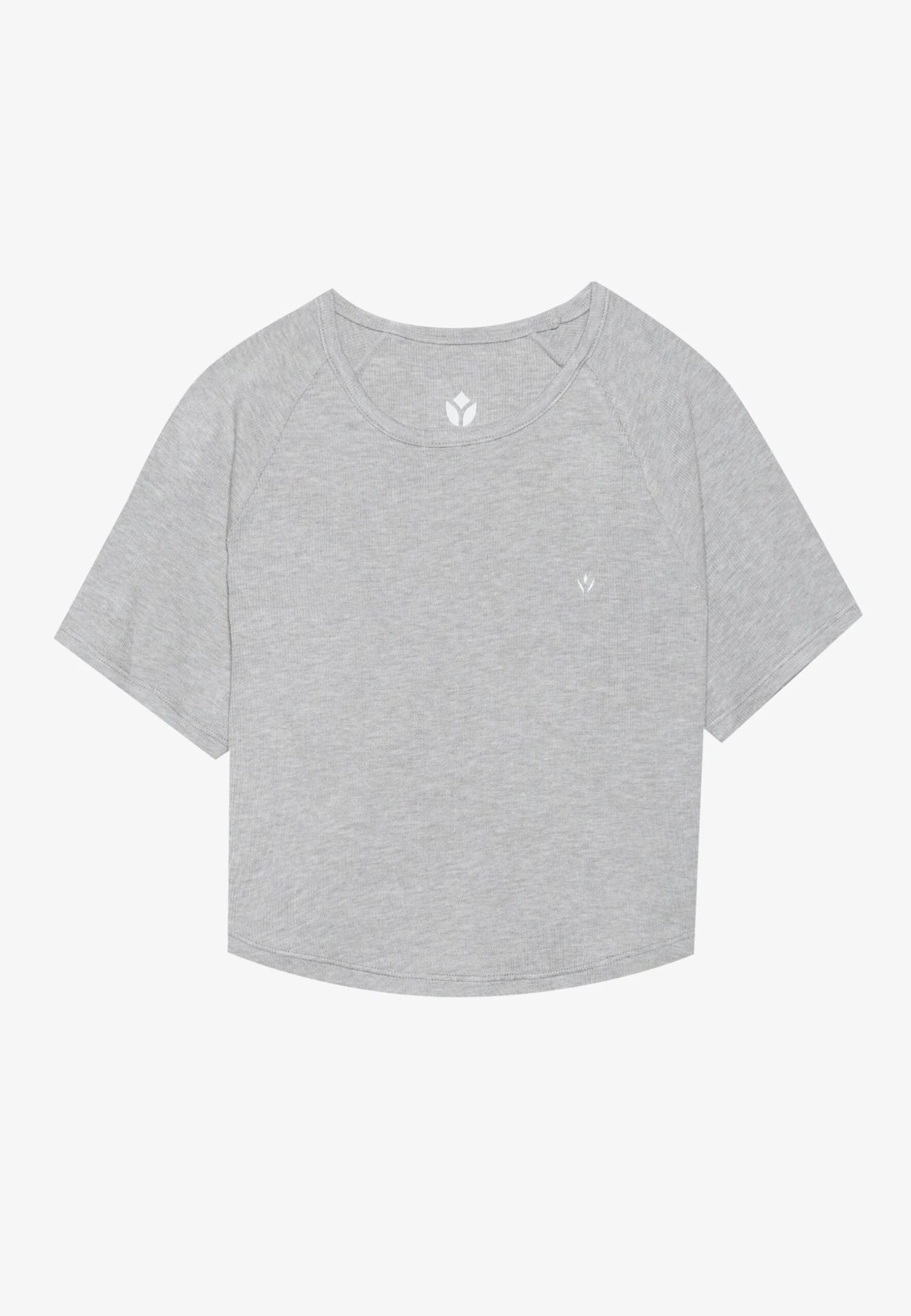 ESSENTIAL CROPPED FINE RIB T SHIRT - T-shirt Basic - Light Grey 6 ESSENTIAL CROPPED FINE RIB T SHIRT - T-shirt Basic - Light Grey - Afbeelding 4