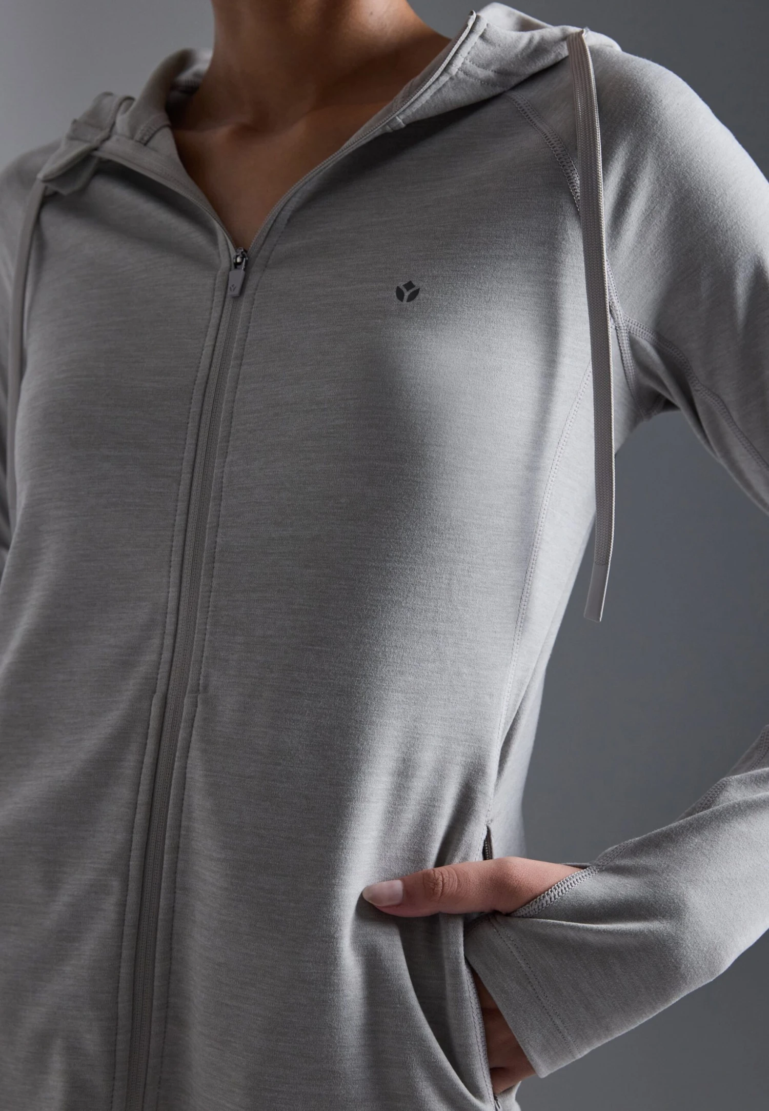 ZIP UP SPORTS SWEAT WITH HOOD - Sweater Met Rits - Mottled Light Grey 7 ZIP UP SPORTS SWEAT WITH HOOD - Sweater Met Rits - Mottled Light Grey - Afbeelding 5