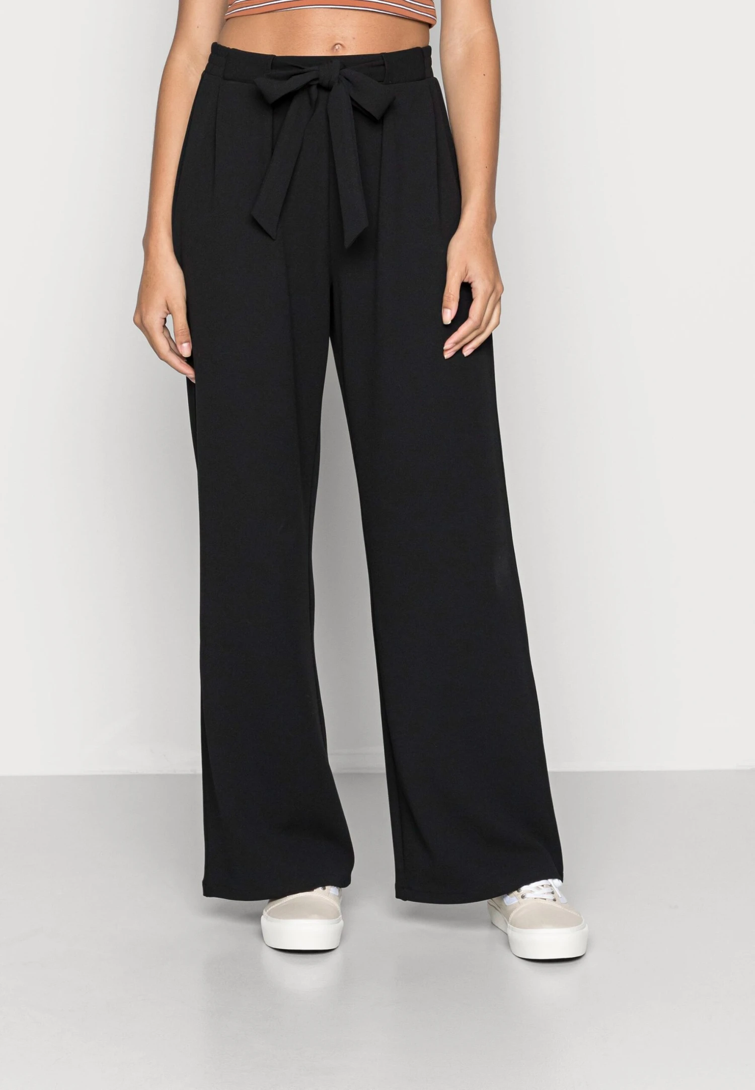 Even&Odd Belt Detail Wide Leg Pants - Broek - Black 3 Even&Odd Belt Detail Wide Leg Pants - Broek - Black