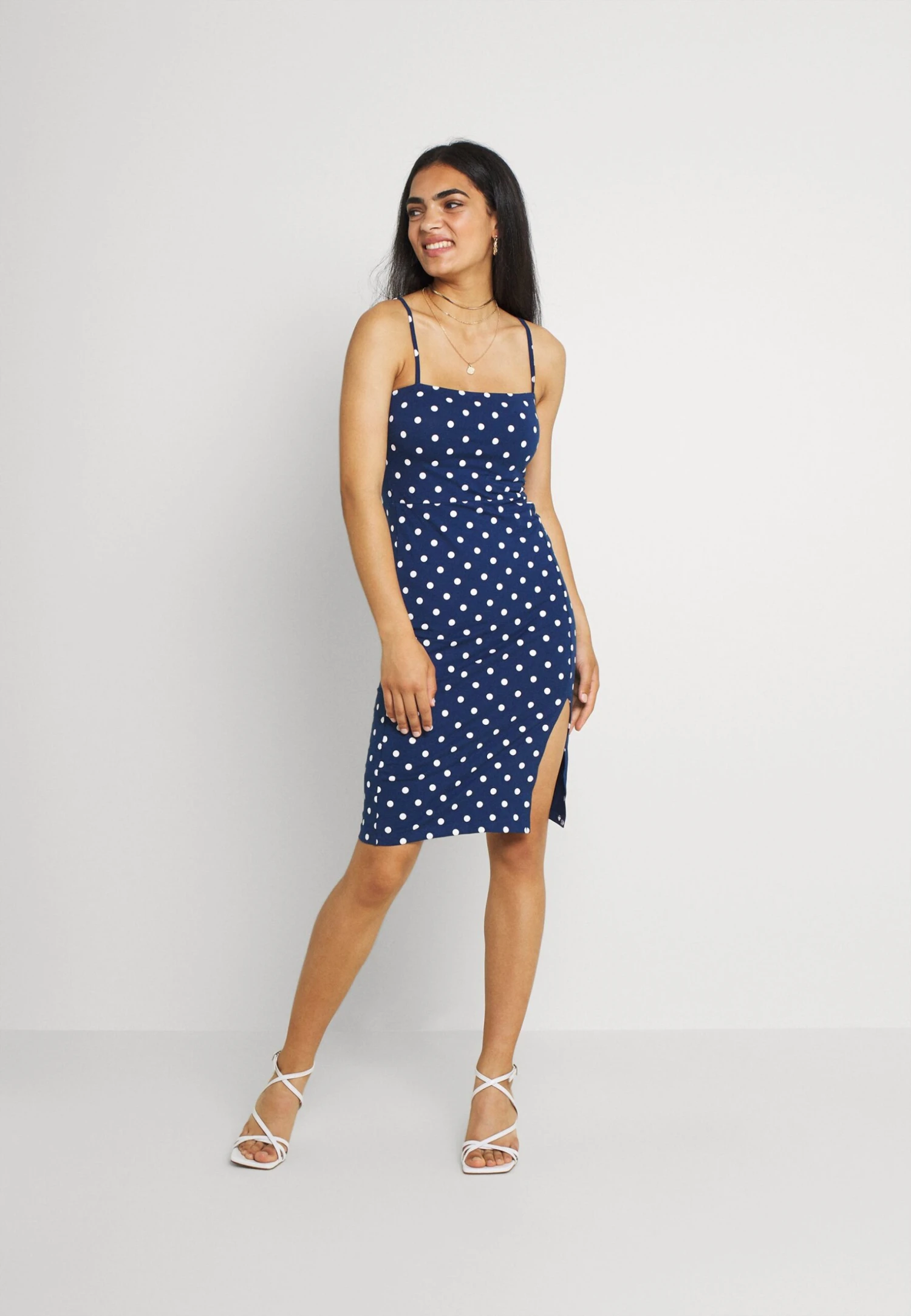 Even&Odd Strappy Mini Bodycon Dress- Jerseyjurk - Blue/White 4 Even&Odd Strappy Mini Bodycon Dress- Jerseyjurk - Blue/White - Afbeelding 2