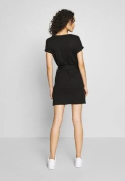 Even&Odd Basic Short Sleeves Mini Belted Dress - Jerseyjurk - Black/Black -Even&Odd f062461145ff4598af800d1de8eb9c70
