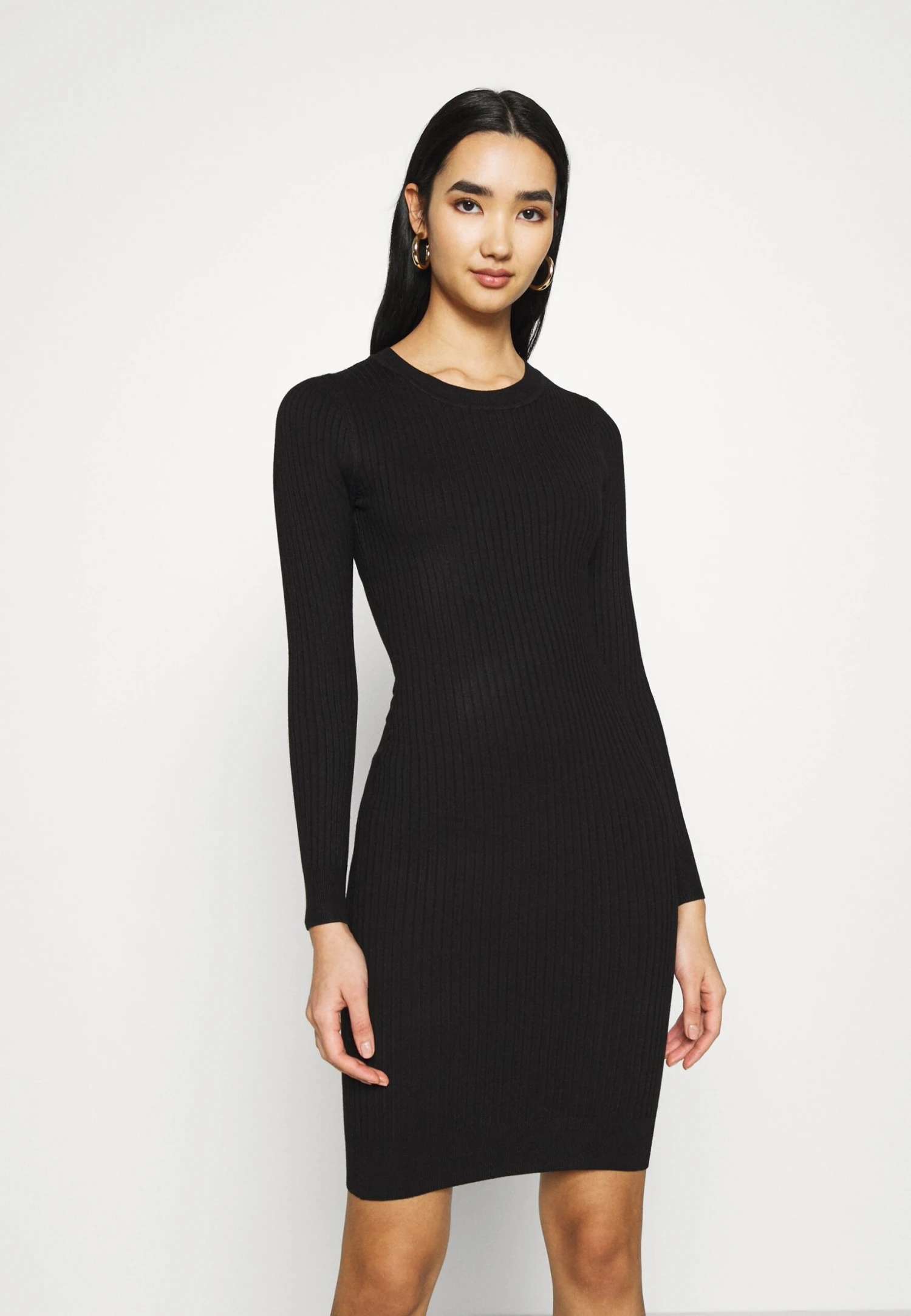 Even&Odd Crew Ausschnitt Ripp Basic Bodycon Mini Strickkleid - Etui-Jurk - Black 3 Even&Odd Crew Ausschnitt Ripp Basic Bodycon Mini Strickkleid - Etui-Jurk - Black