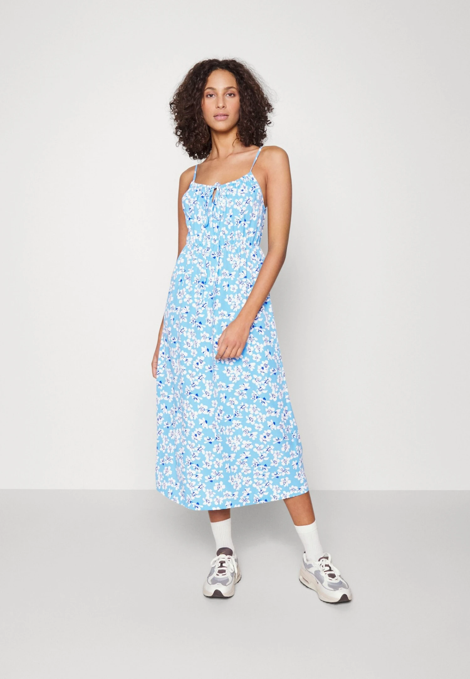 Midi Summer Dress- Jurk - Blue/White 3 Midi Summer Dress- Jurk - Blue/White