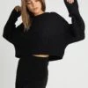 Even&Odd Cropped Jumper - Trui - Black